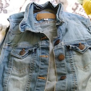 Wallflower cropped denim vest.